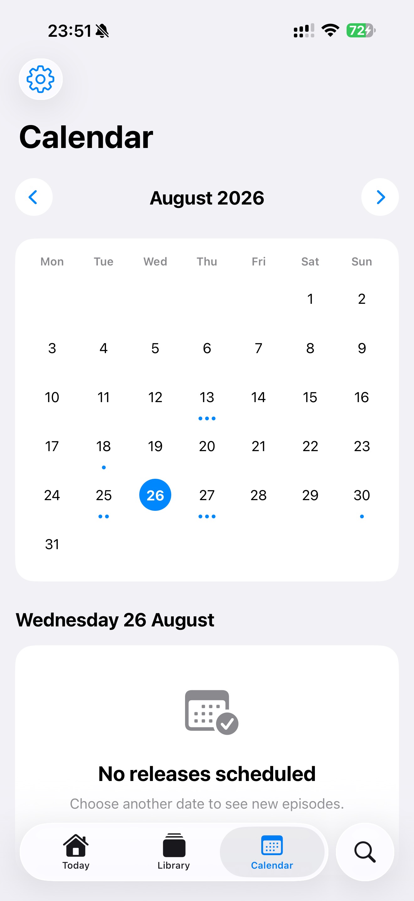 Binge Buddy's release calendar