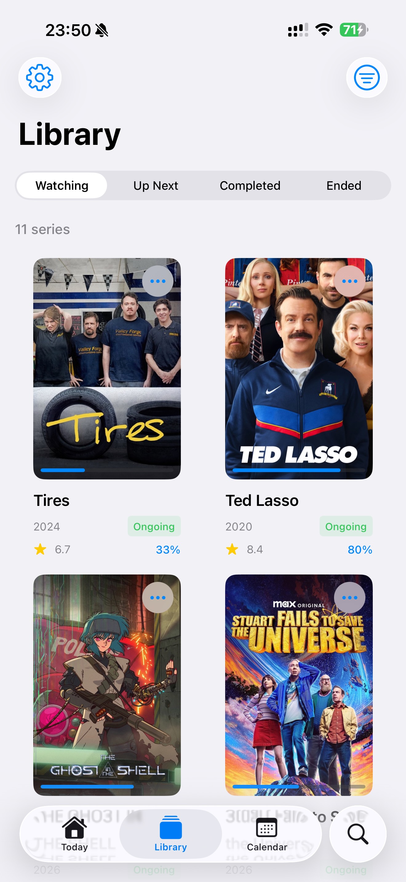 Binge Buddy's library of shows being watched